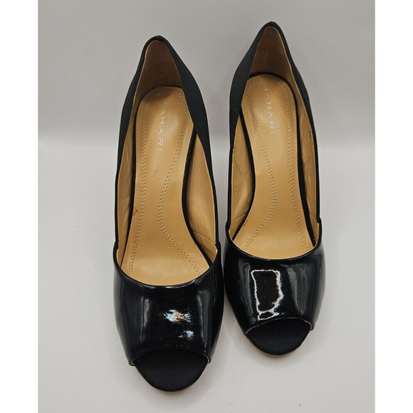 Tahari Patent Leather Open Square Toe Women's Size 8 Medium Shoes - 3 1/2" Heel - Picture 6 of 16